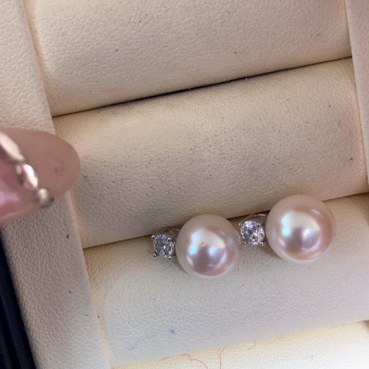 银S925镶嵌耳饰海水珍珠