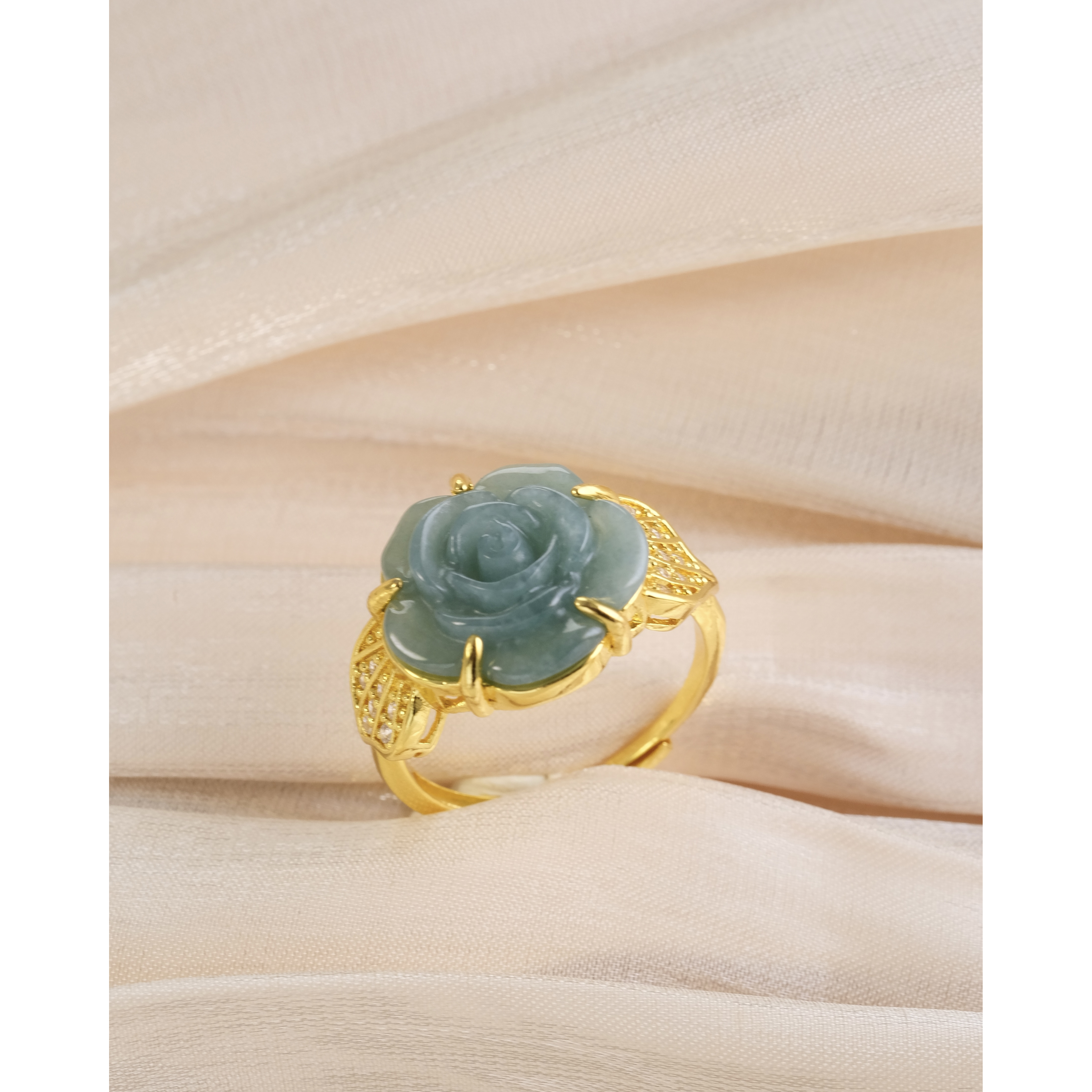 高定珠宝翡翠蓝水花花戒指-a471合金