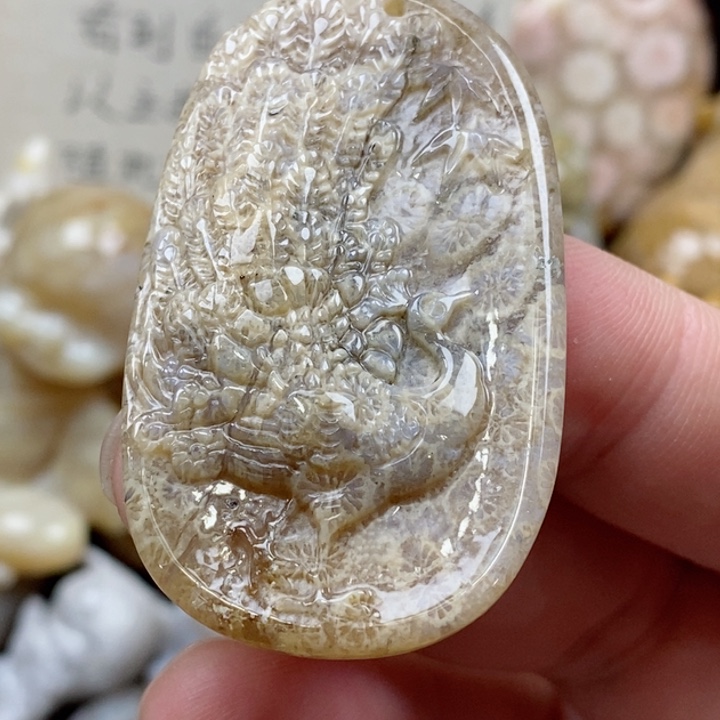 颈饰未镶嵌硅化珊瑚（珊瑚玉）有瑕 小