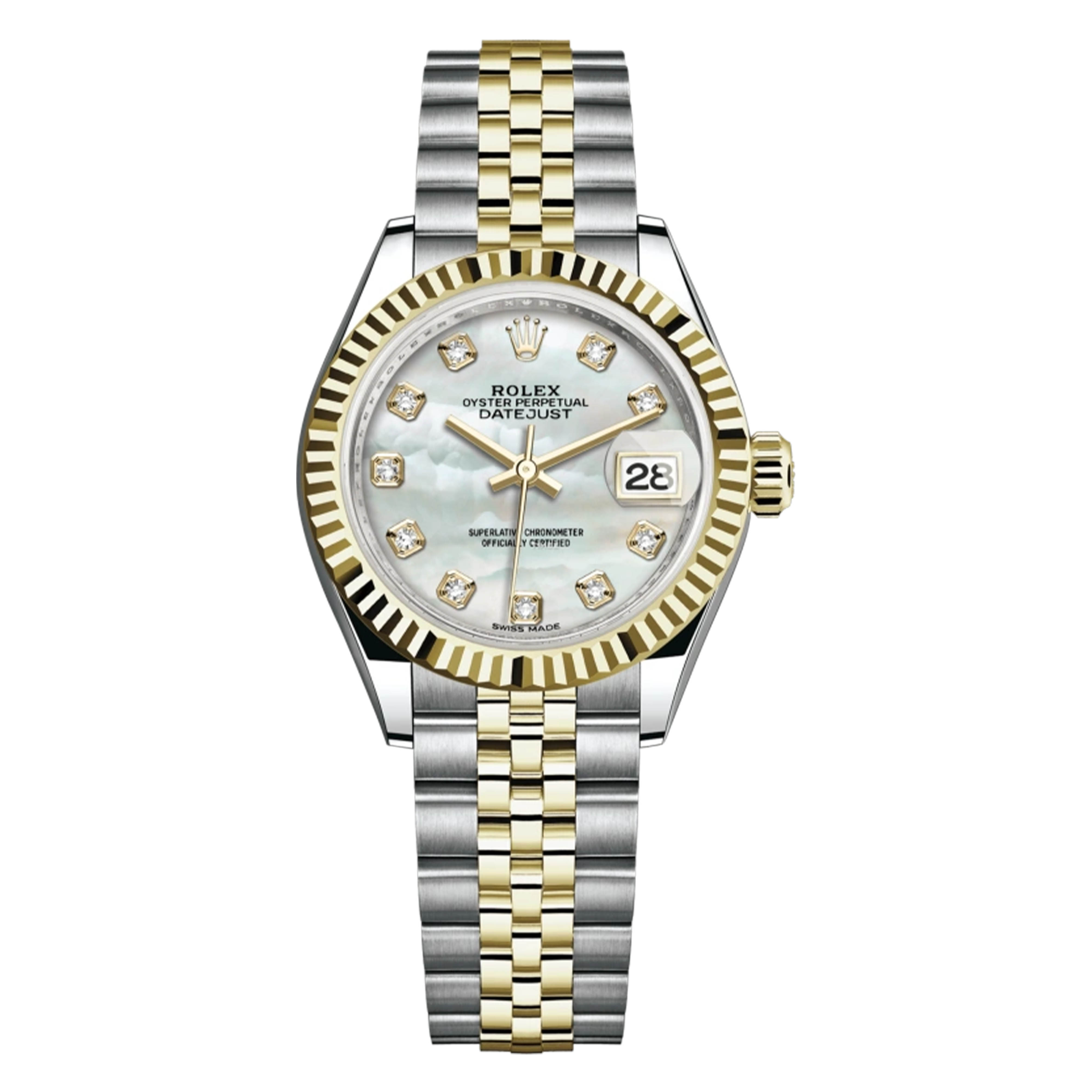 未使用 Rolex/劳力士 /279173间金白贝母钻刻/28mm