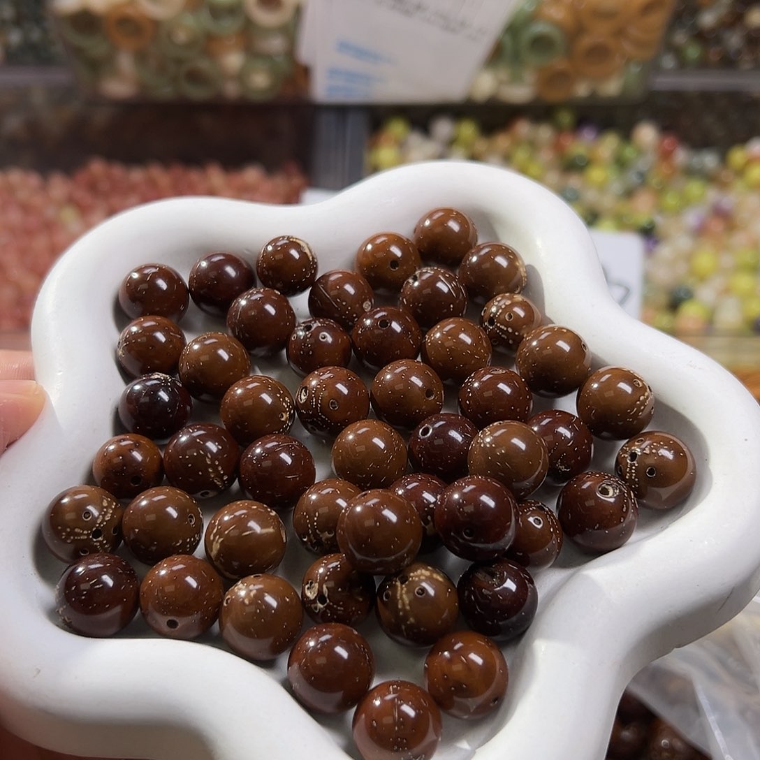 白玉菩提吊坠卡14黄红皮紫金鼠圆25颗