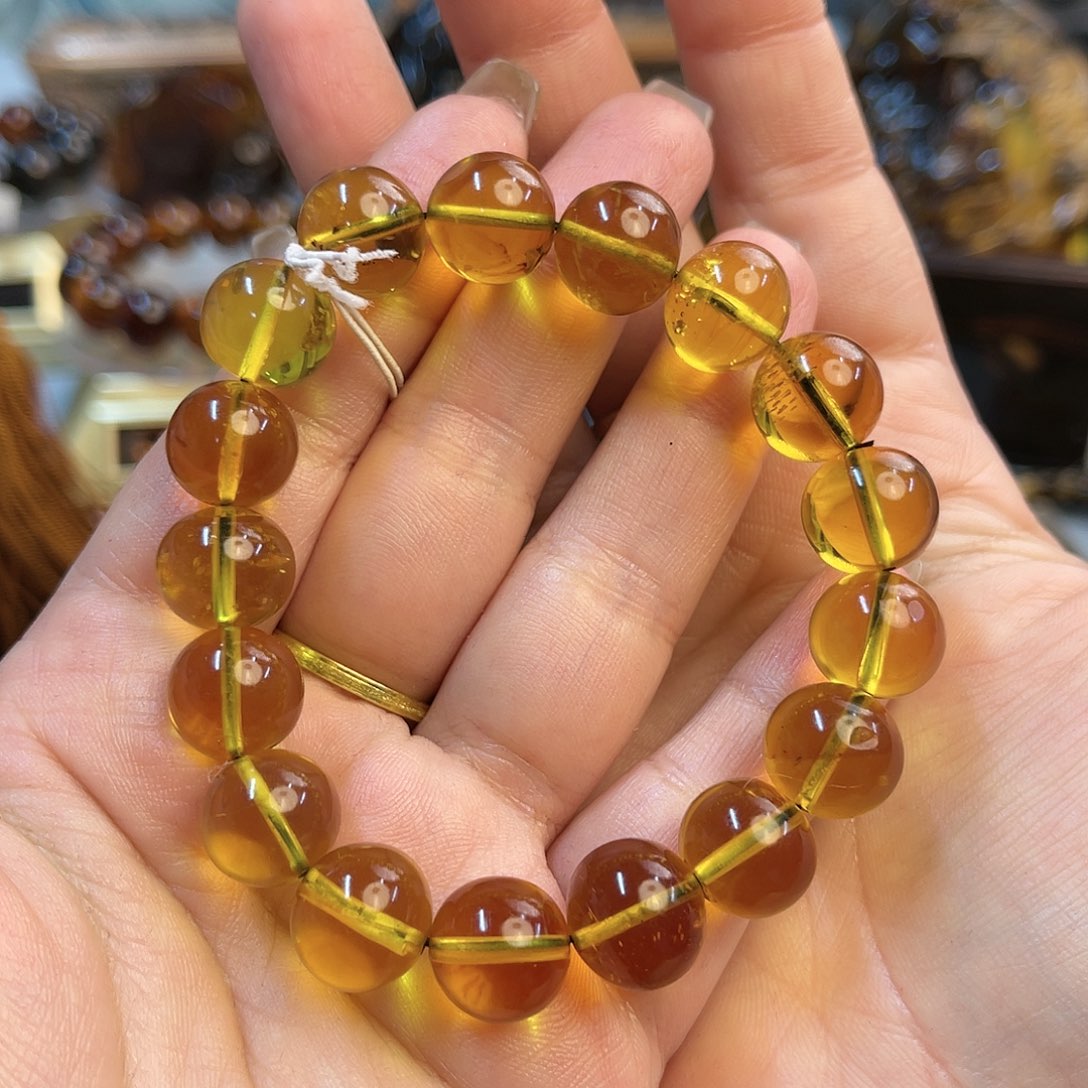 琥珀手链未镶嵌缅甸琥珀金珀手串12+