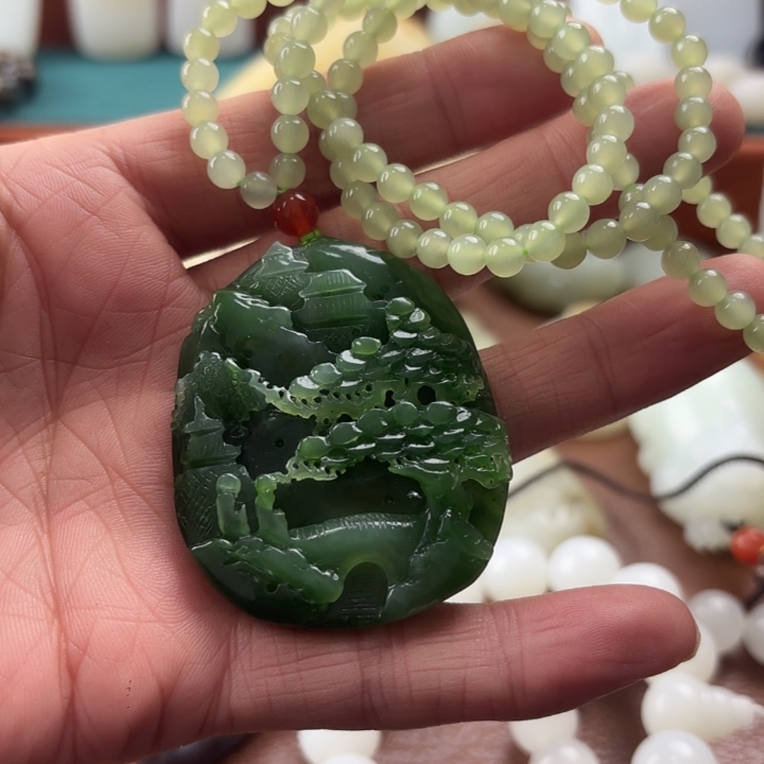 和田玉（糖玉）未镶嵌吊坠(赠链)