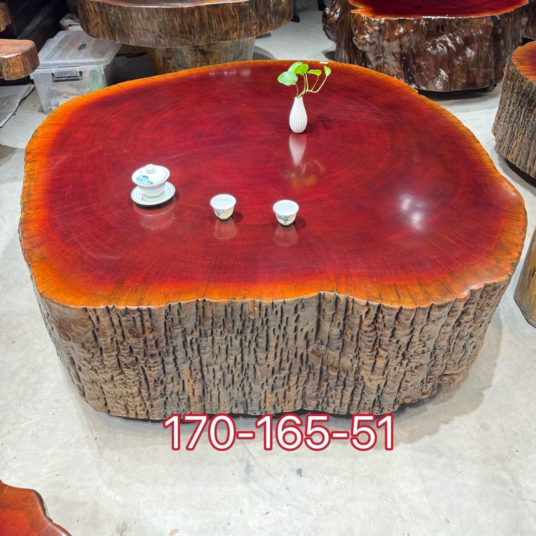 茶空间原木树墩桌围炉煮茶整木实木编辑东方美学