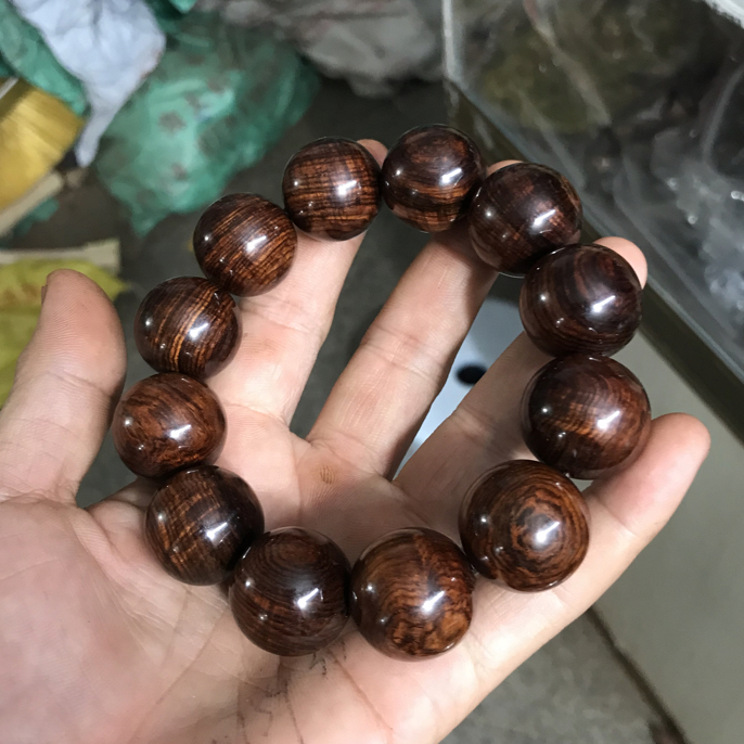 紫油梨老料2.0圆珠大黑线水波纹手串