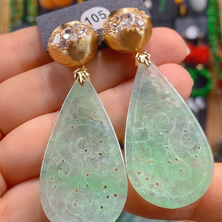 翡翠未镶嵌耳饰翡翠