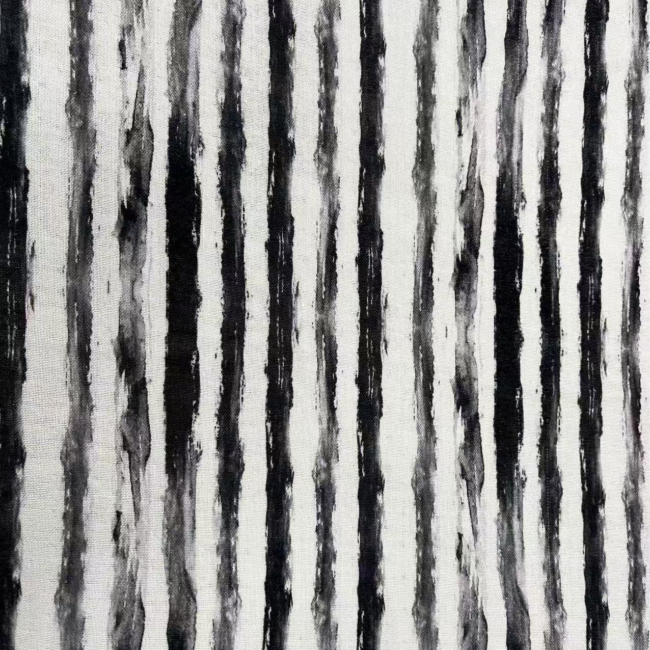 【绒兰】（门幅1.5米）竹纤维双层纱面料 50号 黑条纹