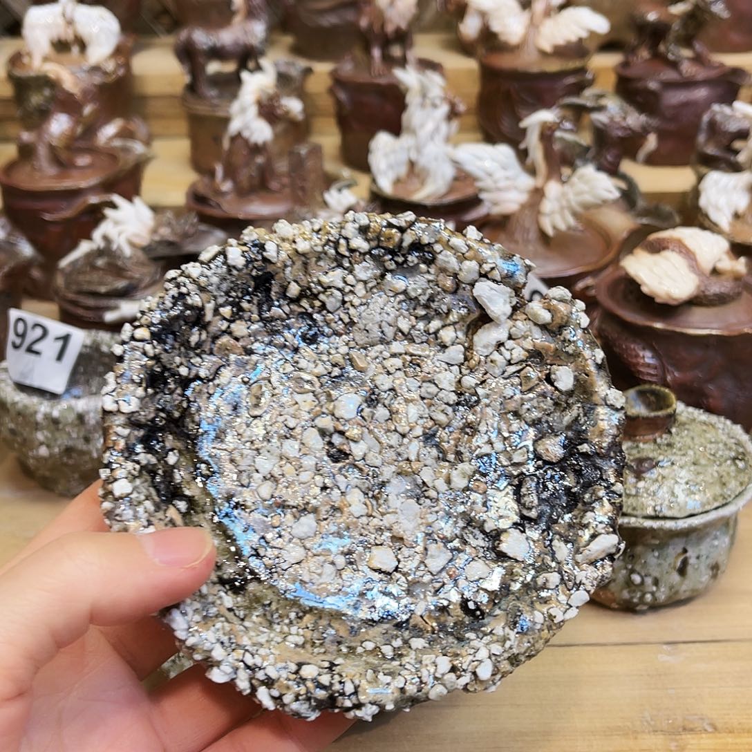 瓶柴烧石头手捏壶承微瑕