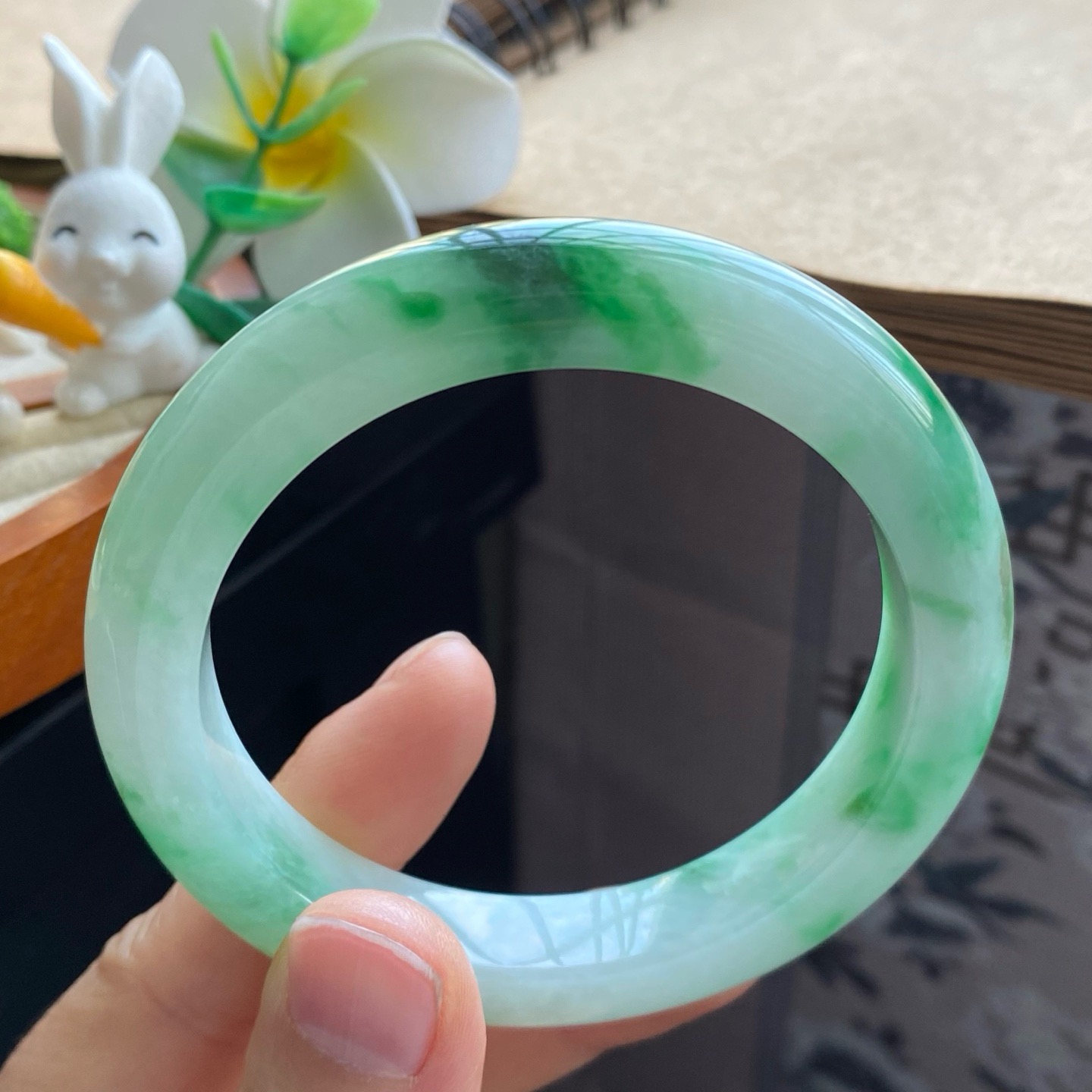 03.24批2260号56.8-11.4-9.4！翠绿飘花镯！天然翡翠