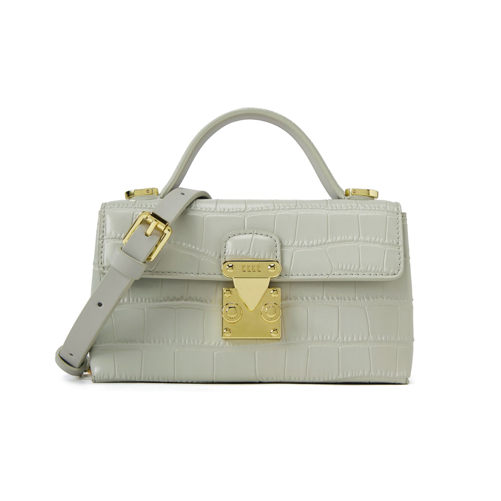 ELLE25新款【周末女士】鳄压纹限定百搭真皮方包斜挎包25031