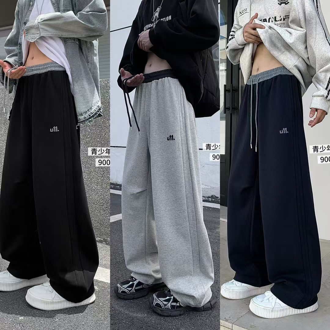冬季休闲裤青少年男生加长版休闲直筒裤情侣直筒宽松男孩加绒裤子