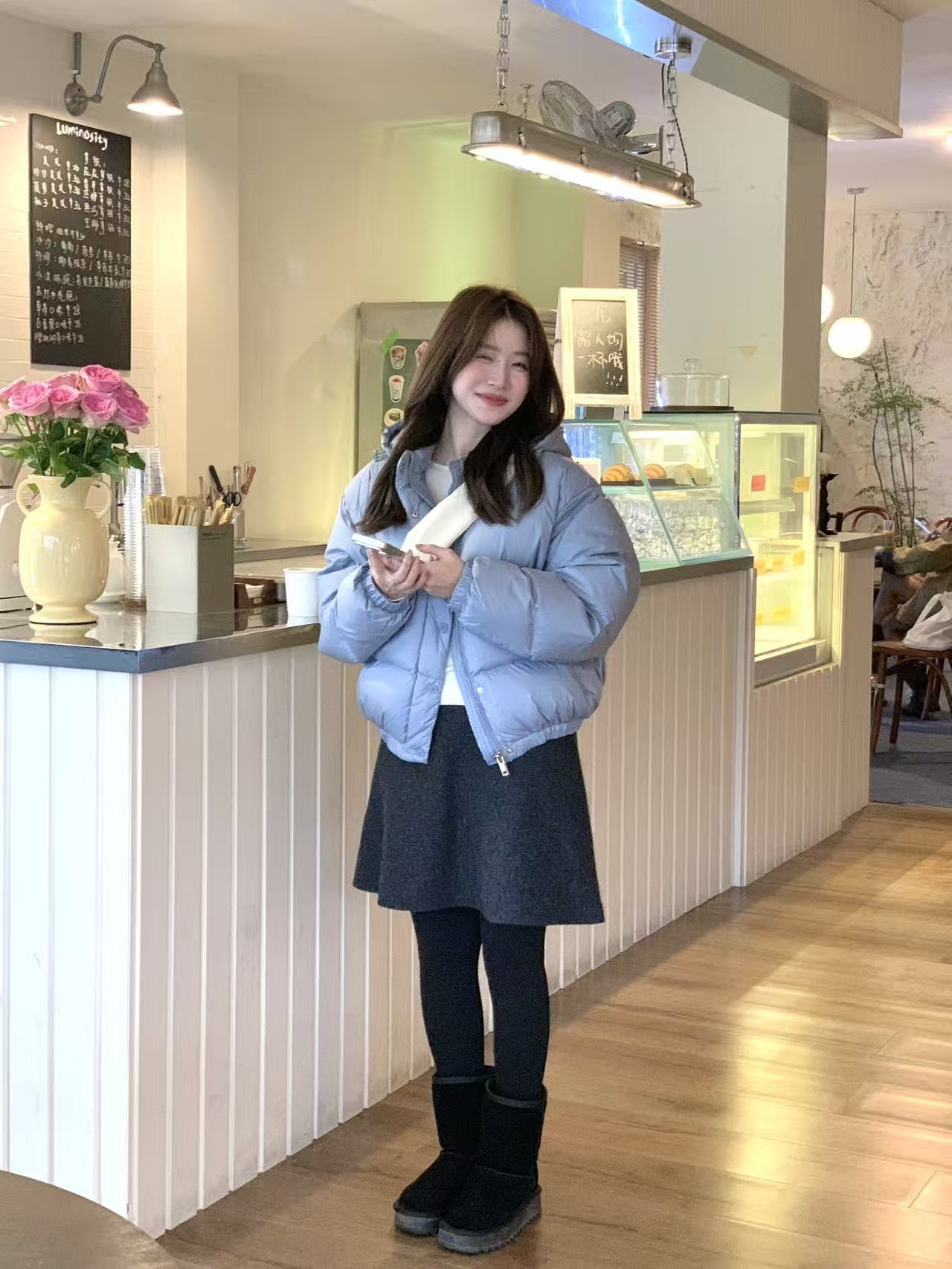 Miao现货【英伦假日】韩版秋冬中长款百搭气质伞裙宽松保暖时尚半裙