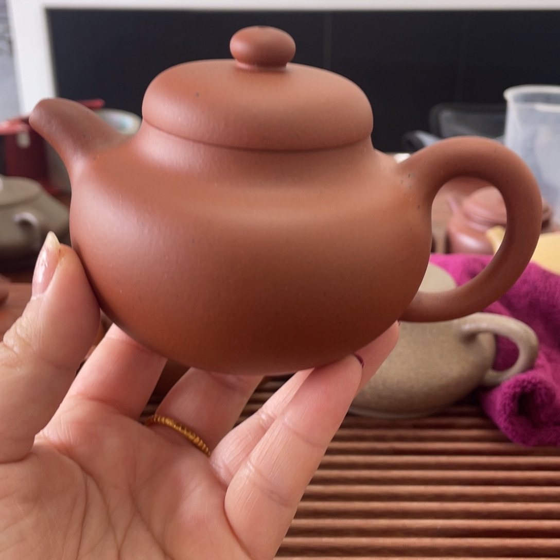 紫砂茶壶柿圆清水泥180cc