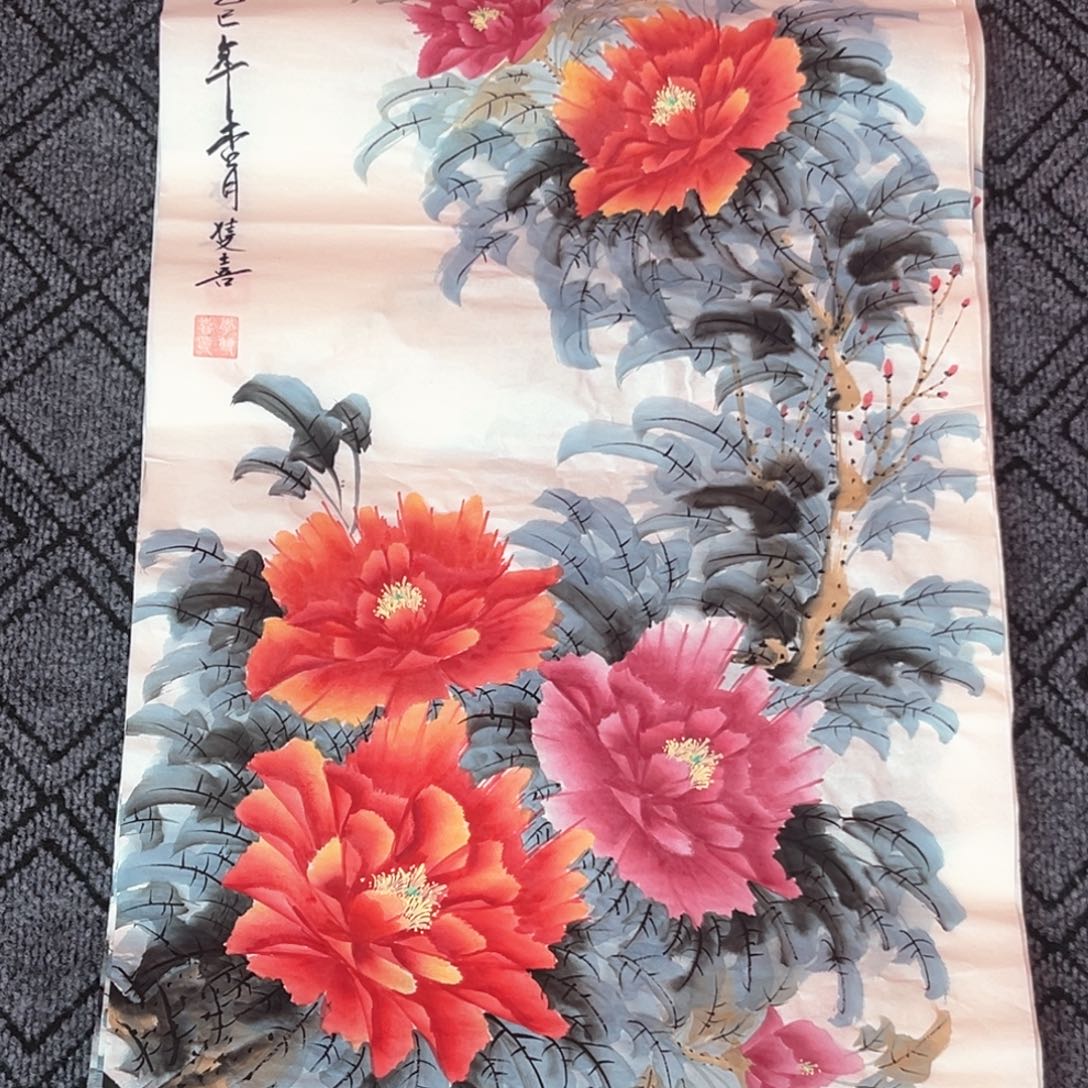 国画李双喜老师三尺花鸟作品赵