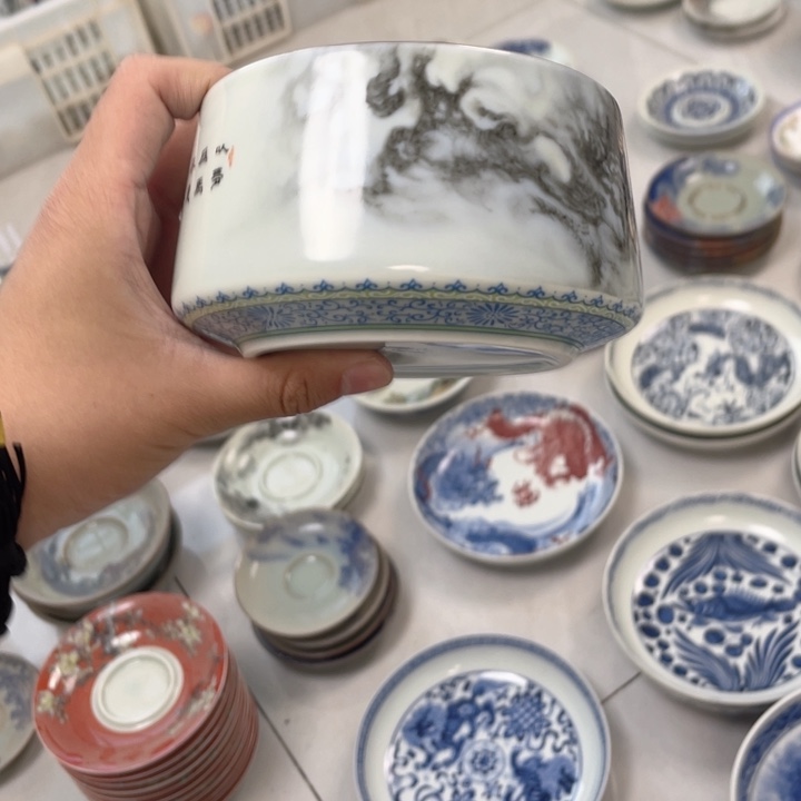 瓷片景德镇墨彩梦马水洗