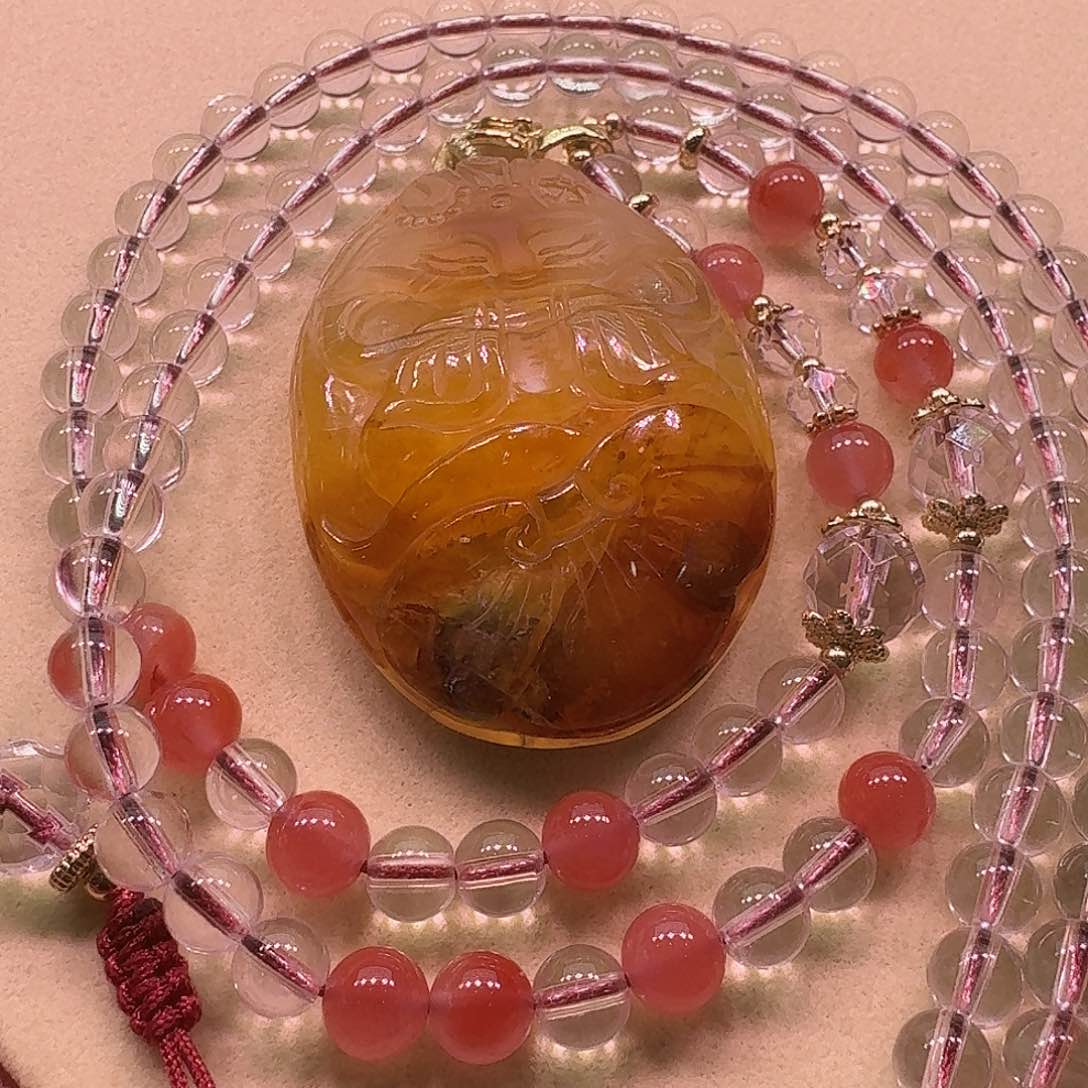 水晶颈饰未镶嵌天然水晶狐狐吊坠