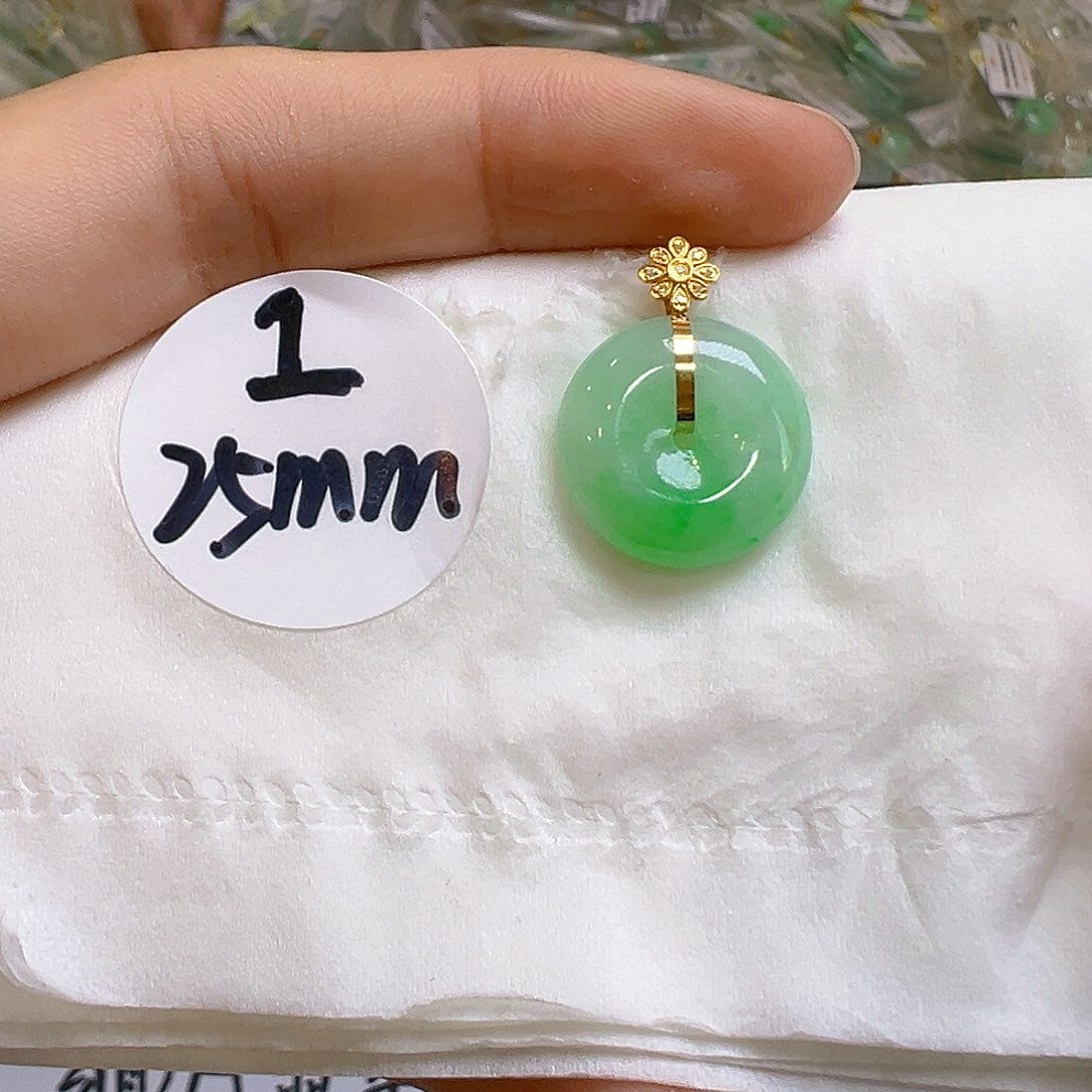 翡翠18K金镶嵌吊坠(不含链)翡翠