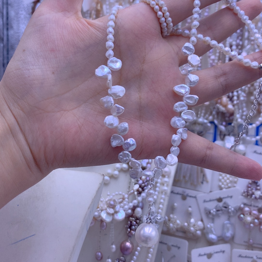 淡水珍珠银S925镶嵌颈饰