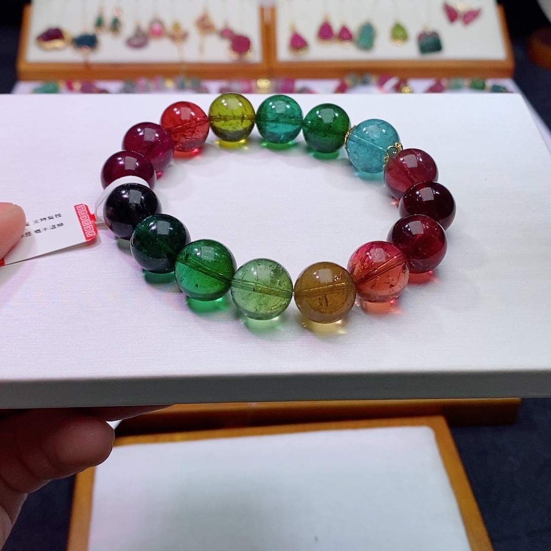 碧玺碧玺m未镶嵌彩虹手链