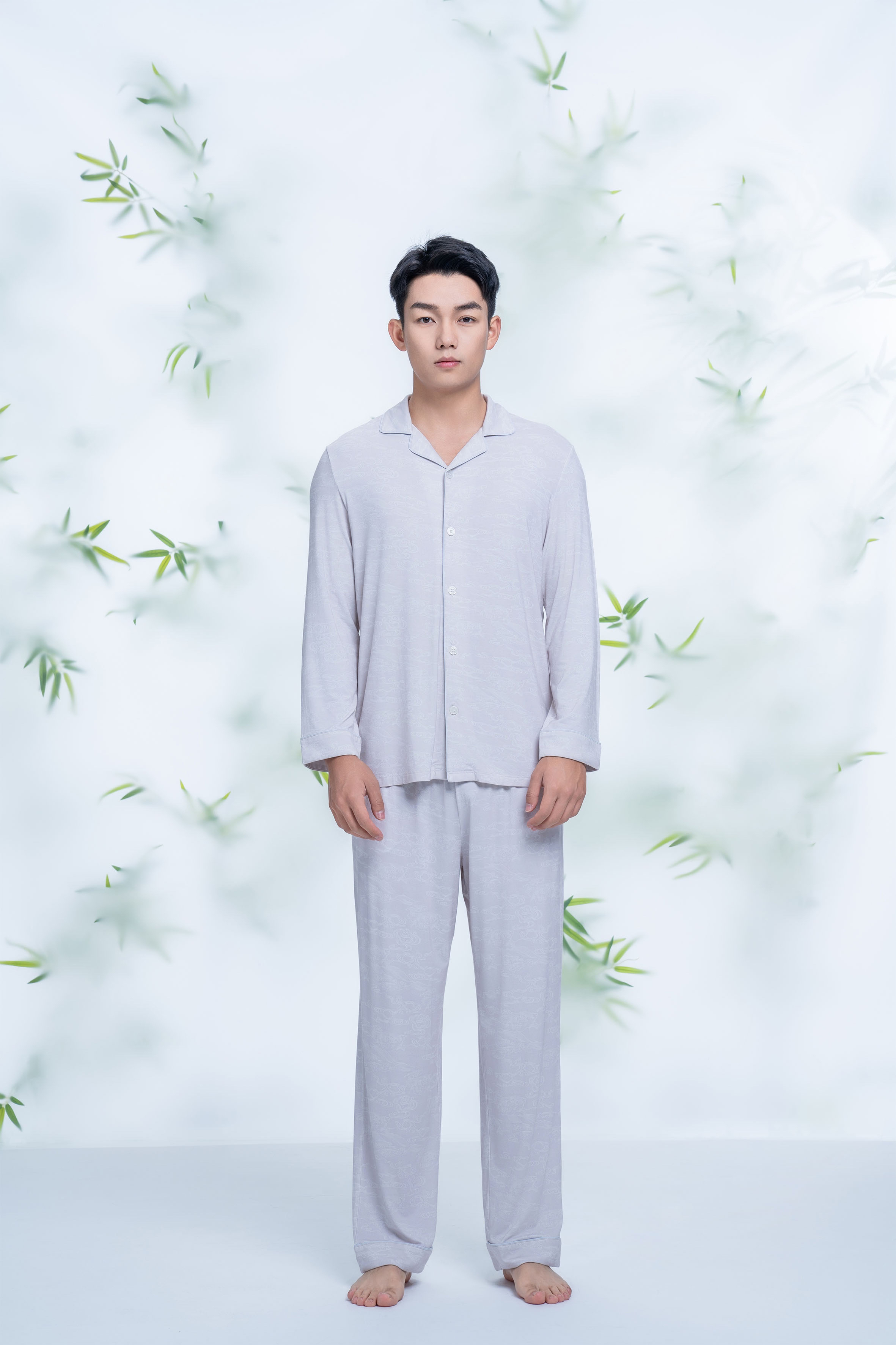 【三合竹衣】咏竹男士印花长袖长裤家居服套装