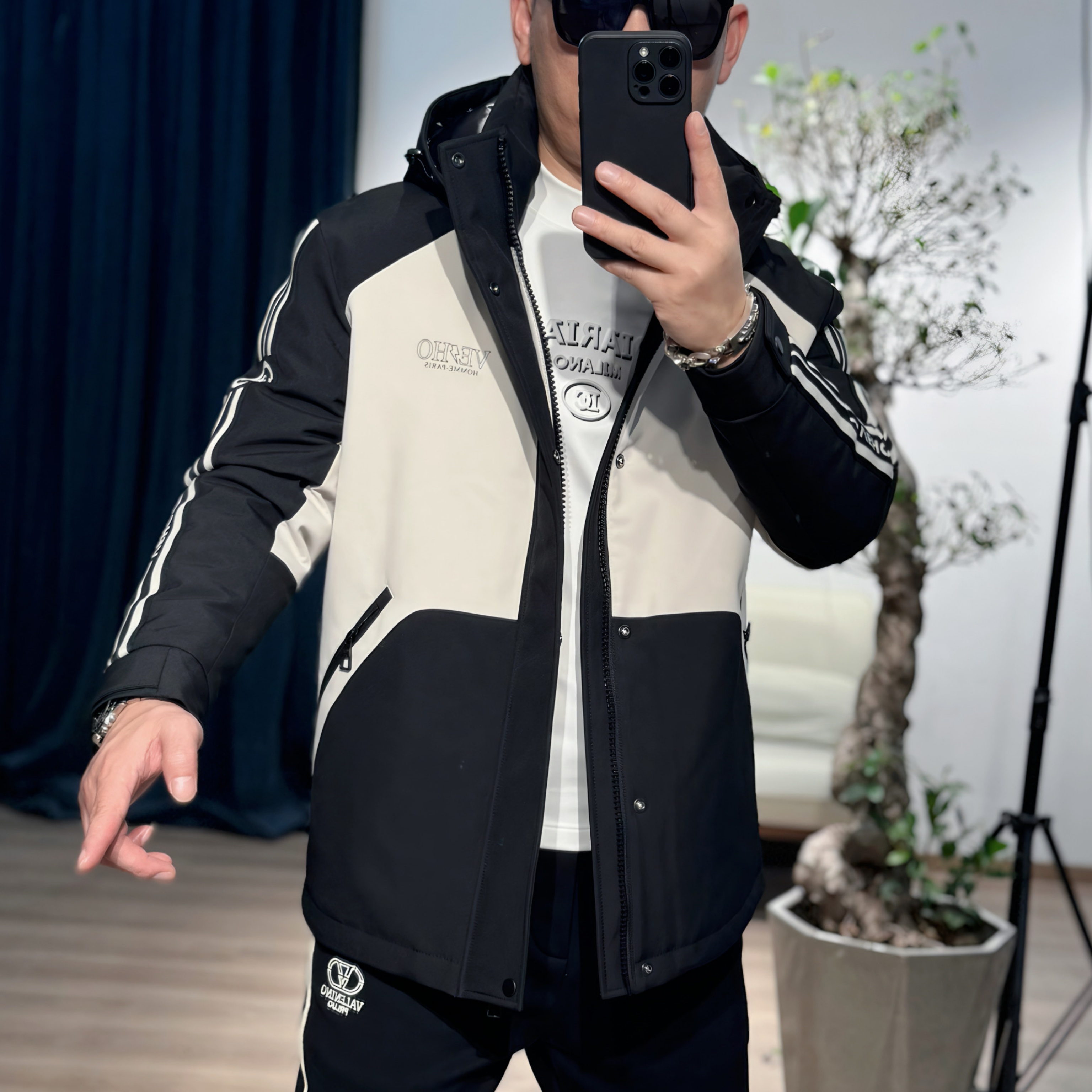 【VG轻奢】25冬季新款【VEHO】男士高端时尚撞色拼接带帽鹅绒服42098