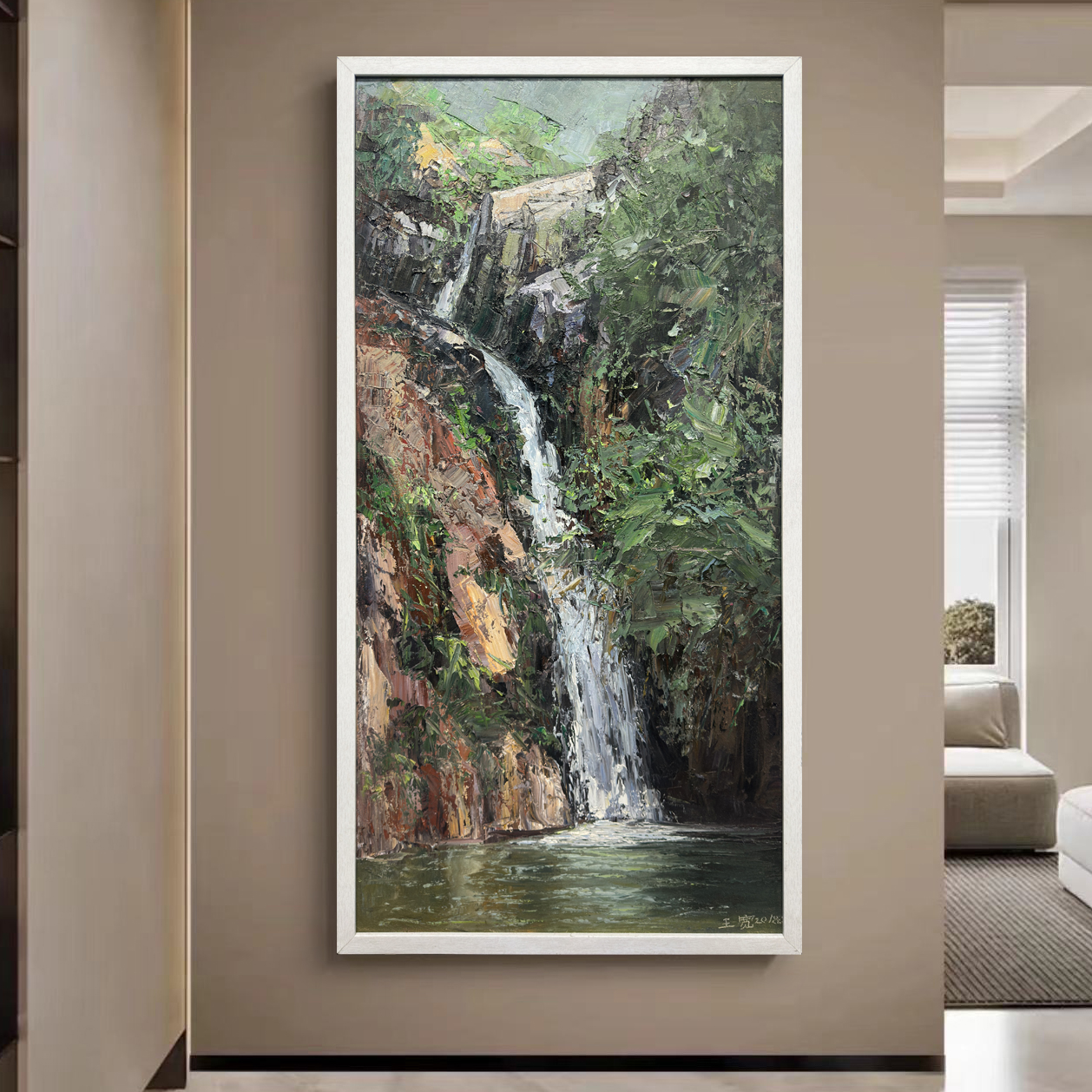 【福水】玄关画纯手绘油画原创挂画超印象艺术馆