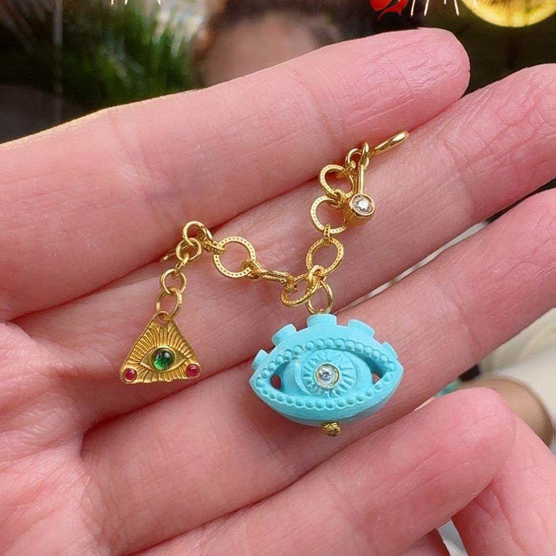 绿松石珠宝奇石18K金镶嵌