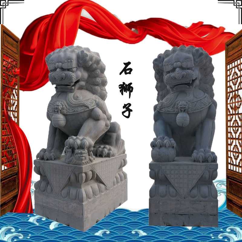 家用门口石狮子装饰大型雕塑青石