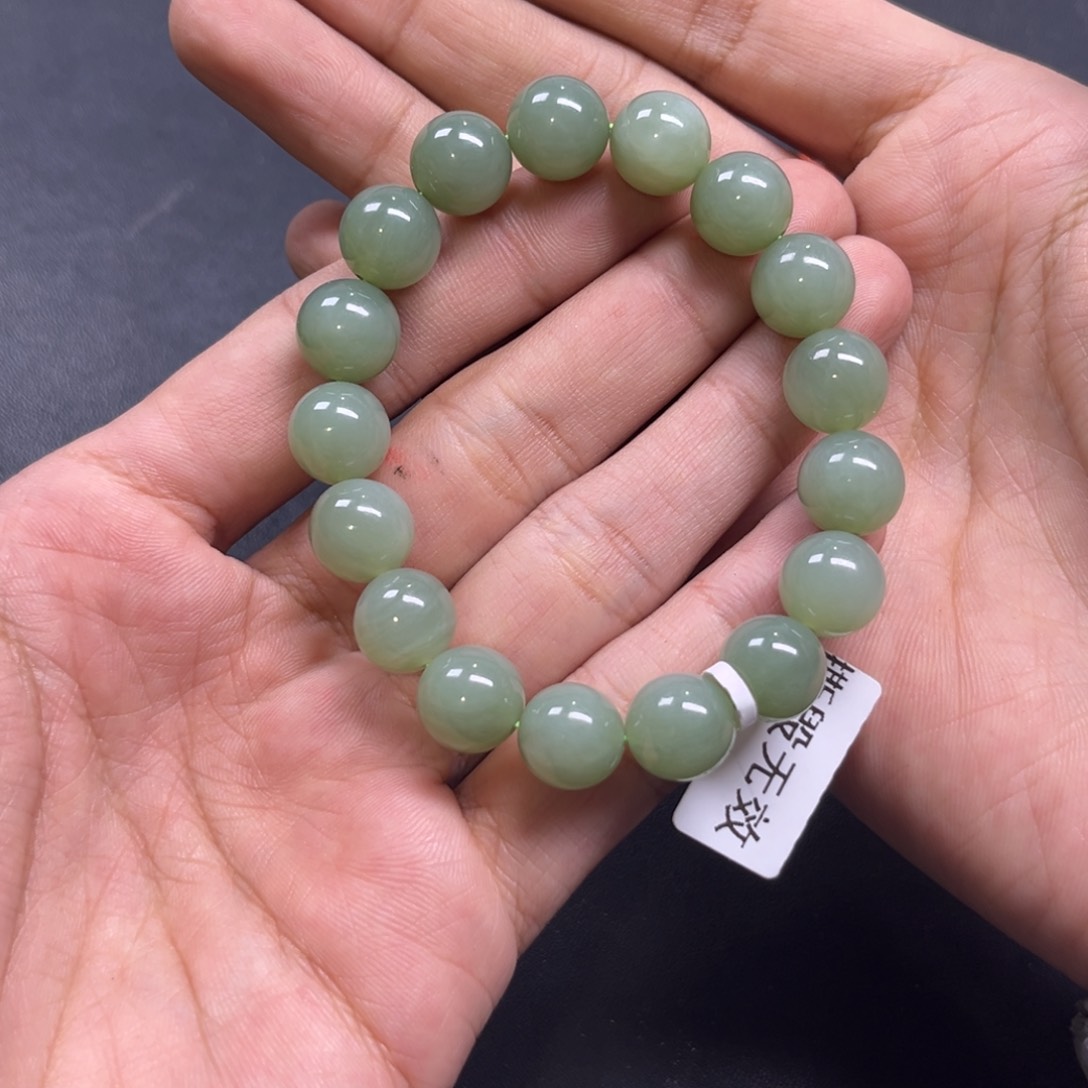 和田玉手链未镶嵌多样性俄罗斯碧玉粉青卡12货头