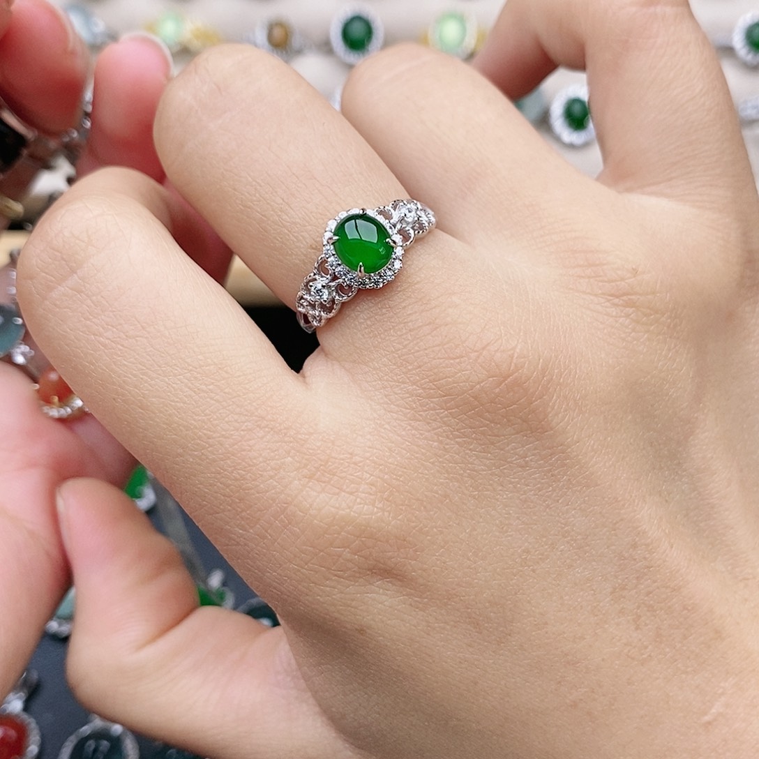 翡翠银S925镶嵌戒指