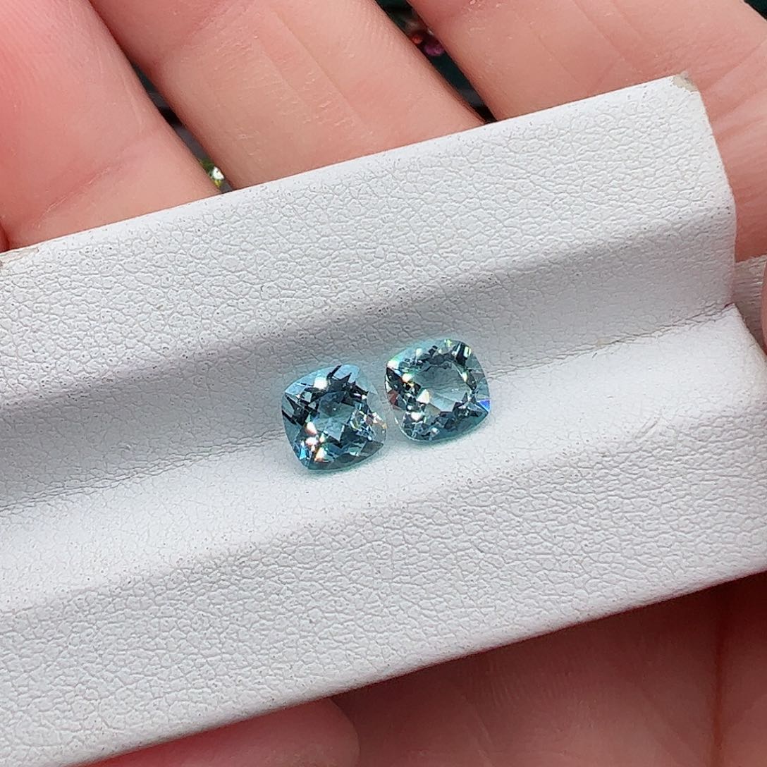 海蓝宝石裸石未镶嵌方6裸石2颗