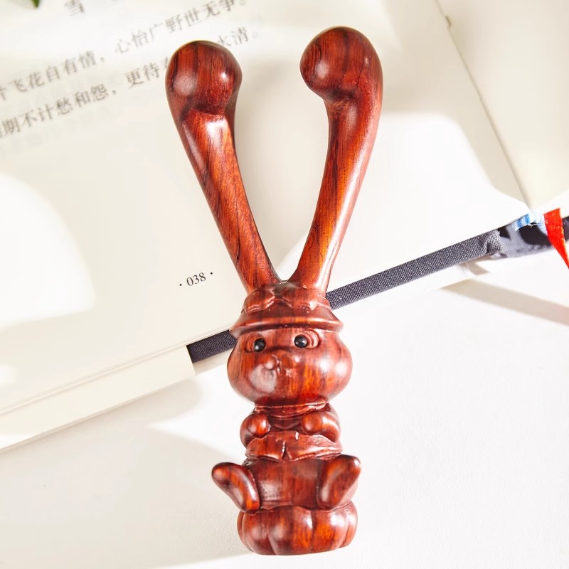 檀木兔子按摩棒瘦脸提拉紧致眼部按摩鼻子按摩下颌线改善黑眼圈女