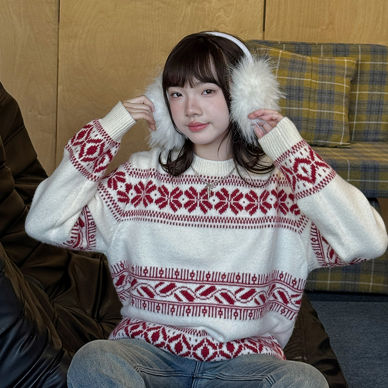 醒妈家2025冬装女童新年装新品毛衣中大童韩版洋气毛线衣