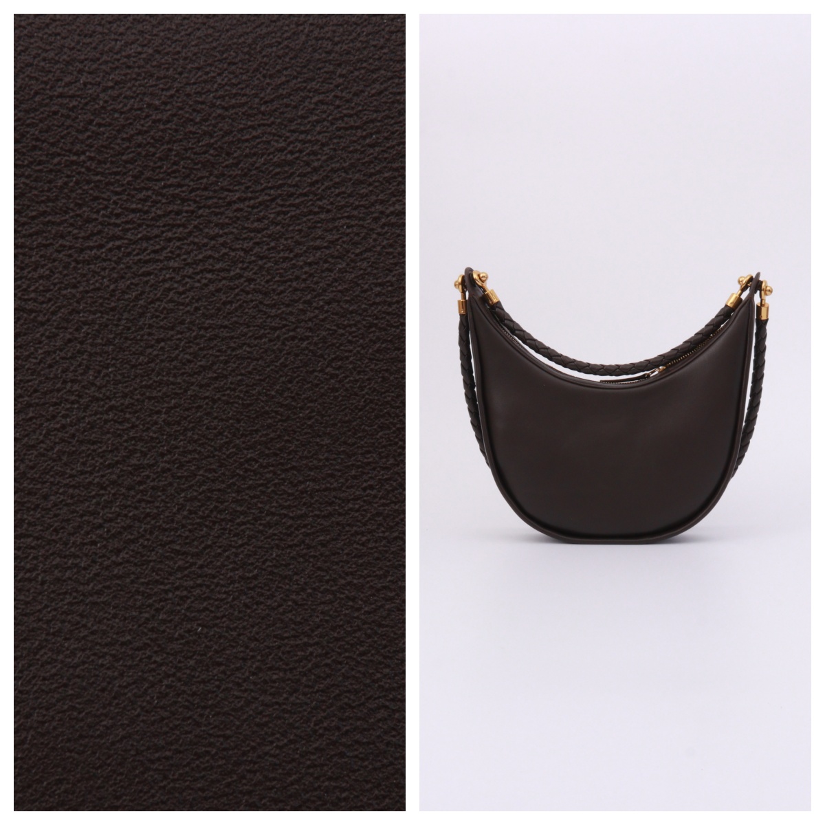 JINGQII【BV/27】咖啡色-进口羊皮 半月包包 腋下手提女包 30836