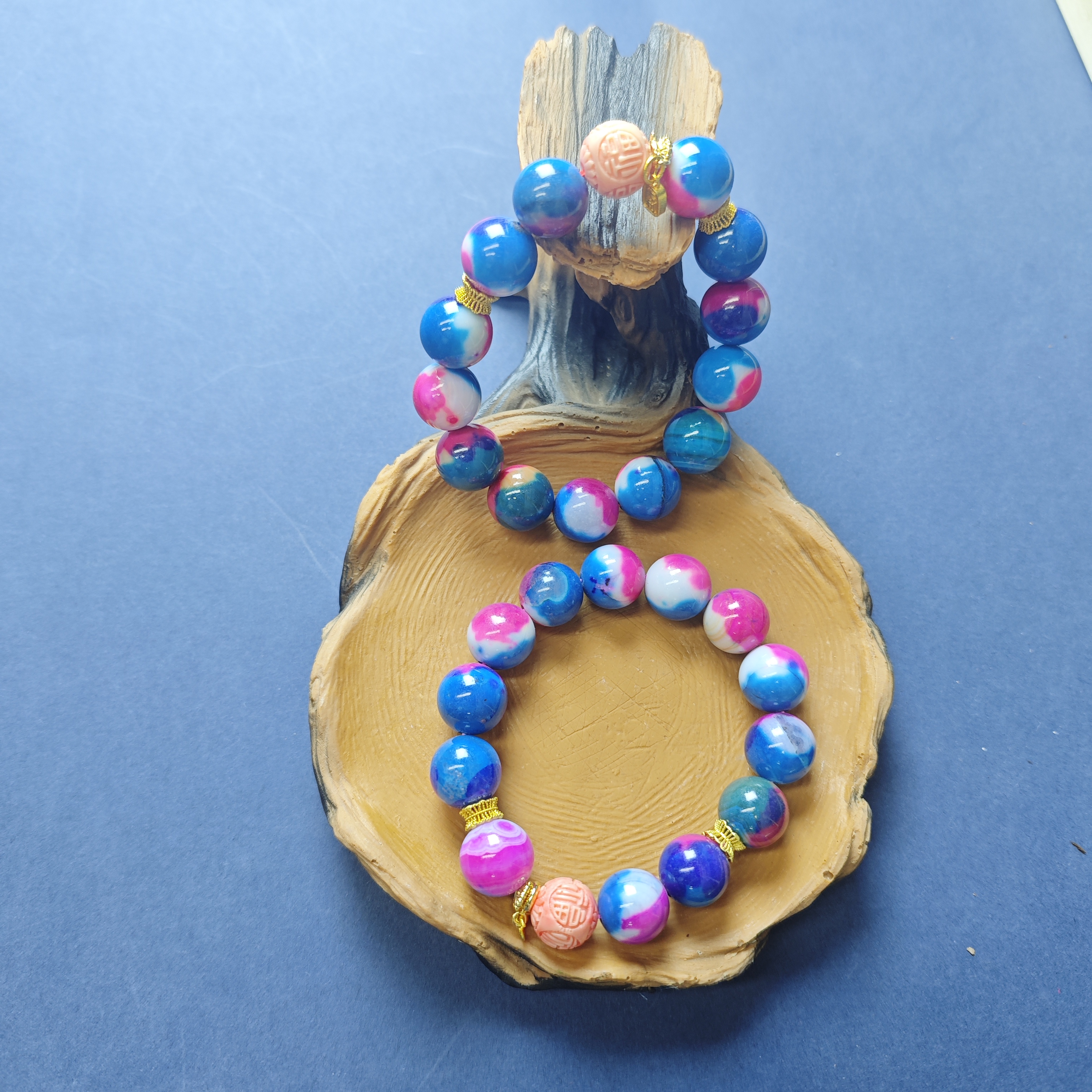 高定珠宝复古风凤羽明珠玛瑙圆珠手串-多样性发其一-s1091