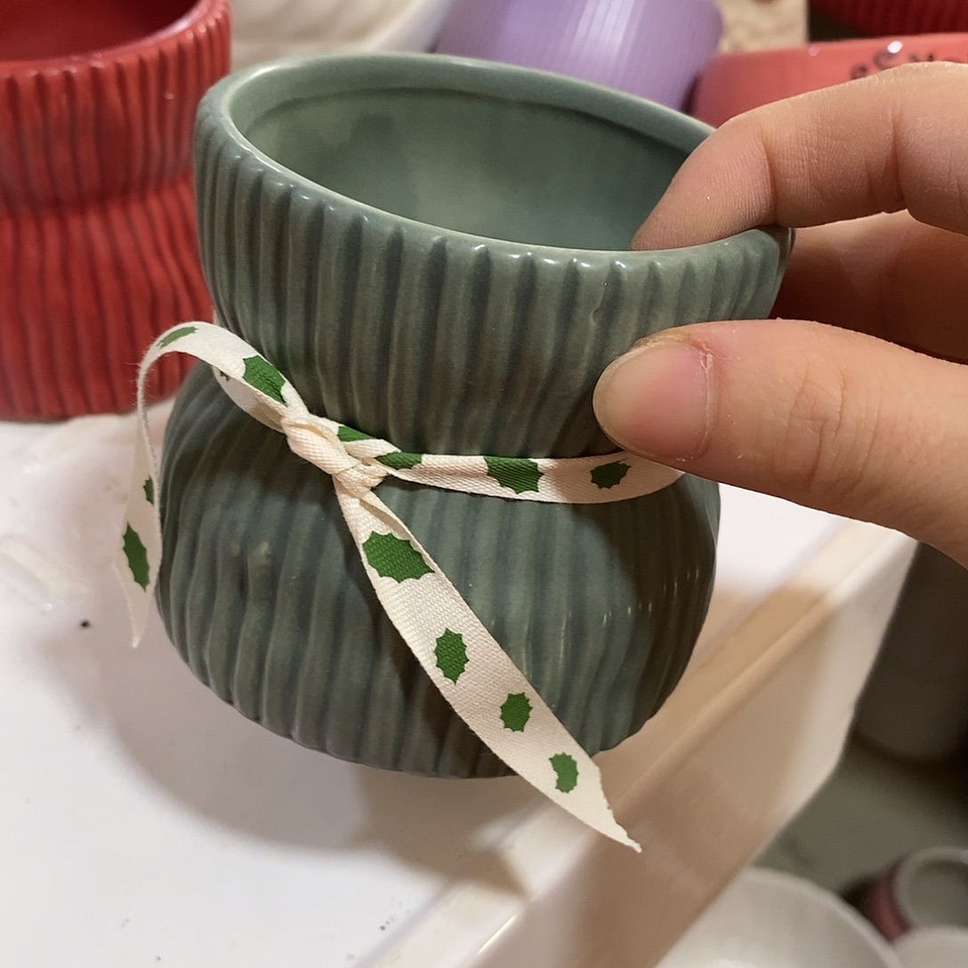 陶杯子陶盆有孔 瑕疵介意勿拍