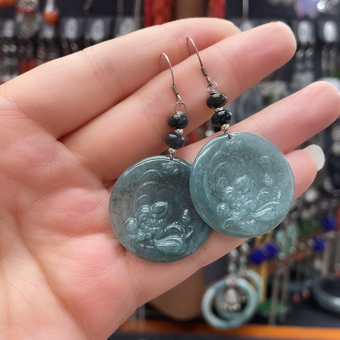 翡翠耳饰银S925镶嵌284hhhjhhh