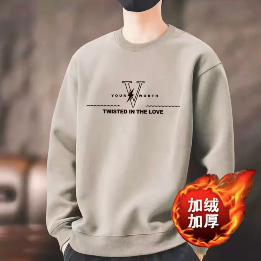 WY【一折粉丝福利】2025秋冬季圆领印花潮牌男士休闲卫衣常规加绒