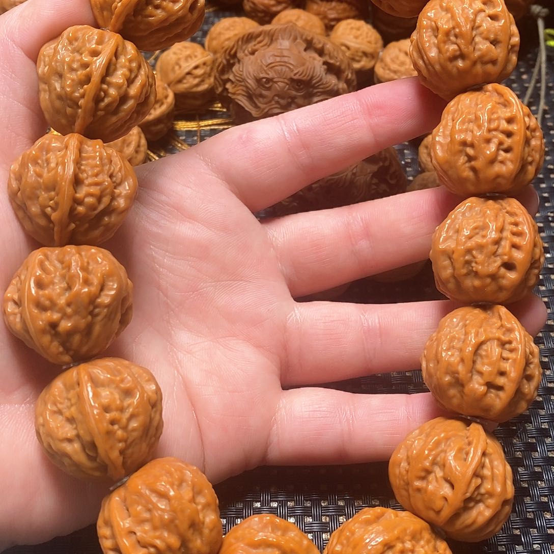 文玩核桃手串粗筋八棱手持16颗