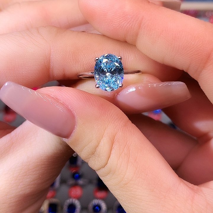 海蓝宝石戒圈银S925镶嵌