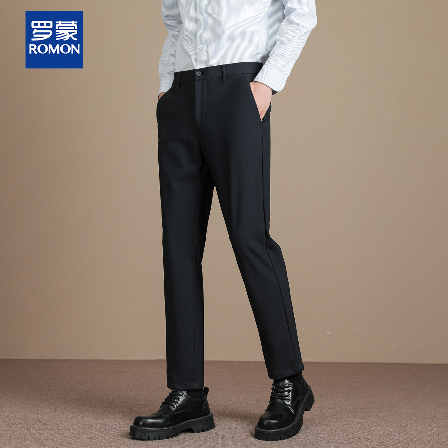 Romon/罗蒙免烫抗皱通勤风商务休闲男休闲裤冬季秋冬时尚修身