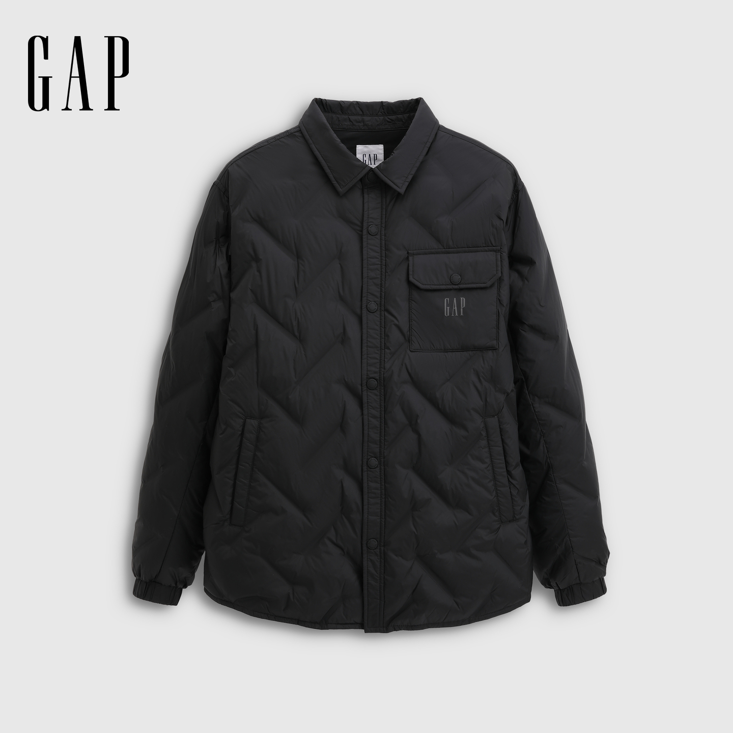 Gap男装2025秋季新款Logo绗缝翻领按扣羽绒服保暖羽绒外套791909