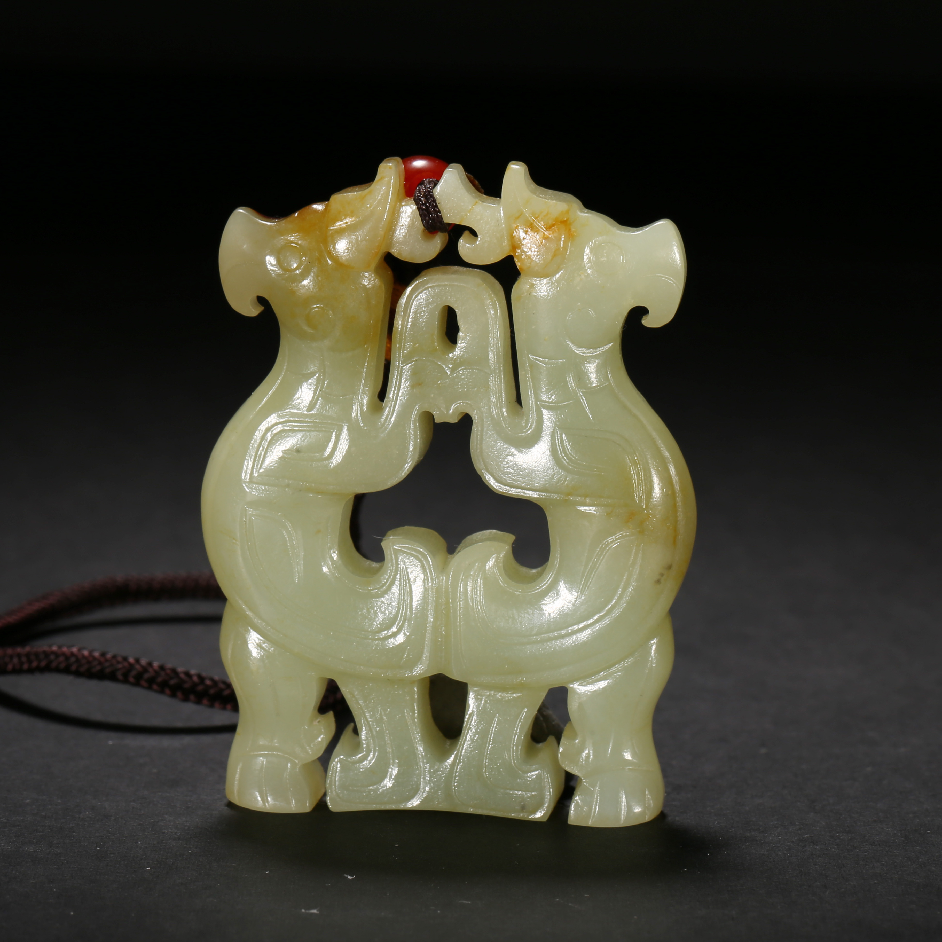 明*双鸮玉佩/12LB5067/和田玉【北京文博】