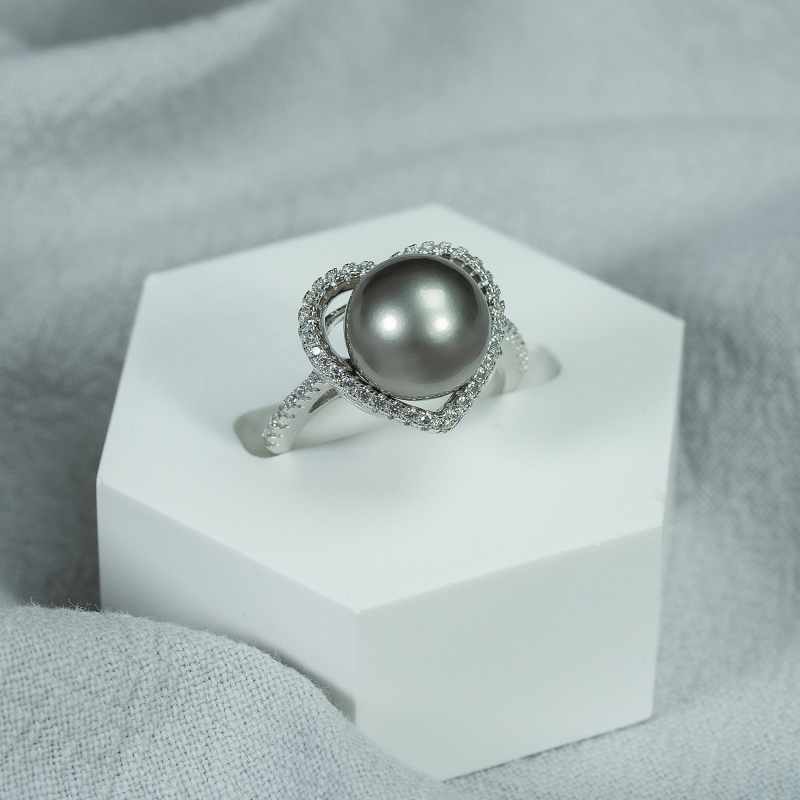 【TNS】尊鼎珍珠-S925银海水珍珠大溪地黑珍珠戒指10-11mm