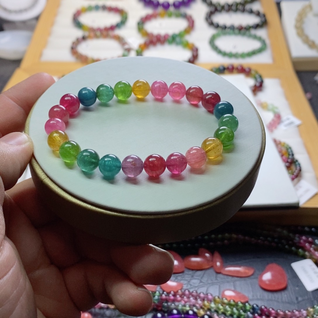 碧玺碧玺手链未镶嵌生***@