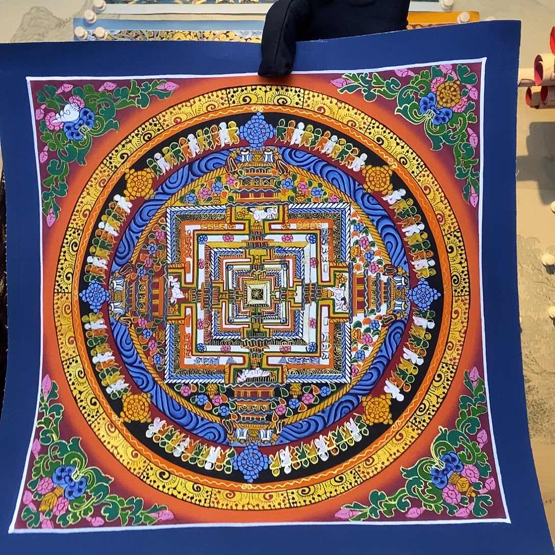 卷轴画纯手绘坛城唐卡30厘米左右