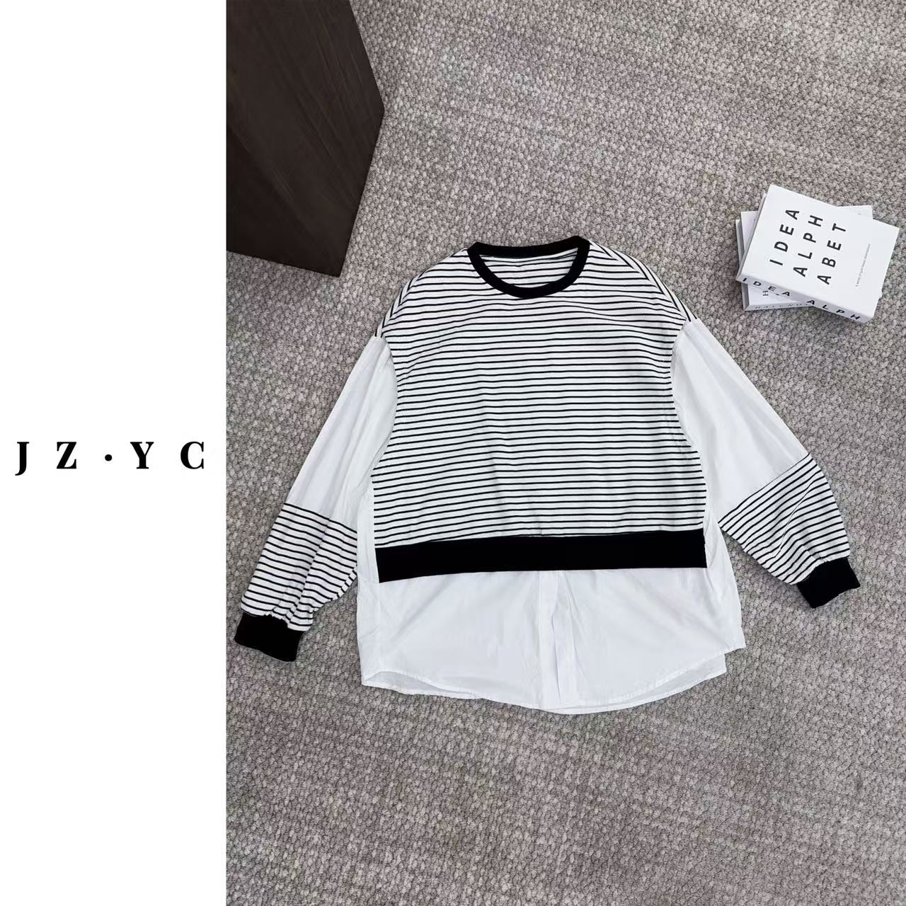 【洁子推荐】5496 圆领条纹卫衣