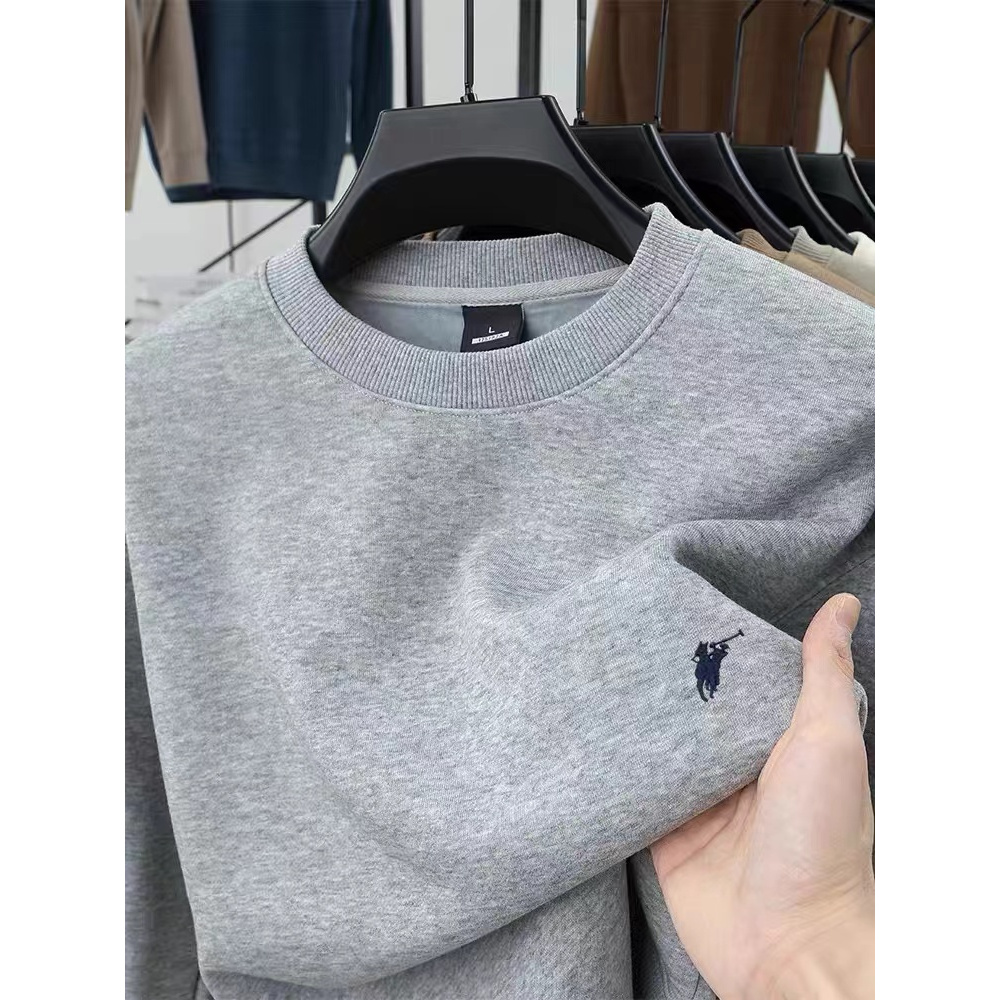 加绒简约刺绣圆领卫衣