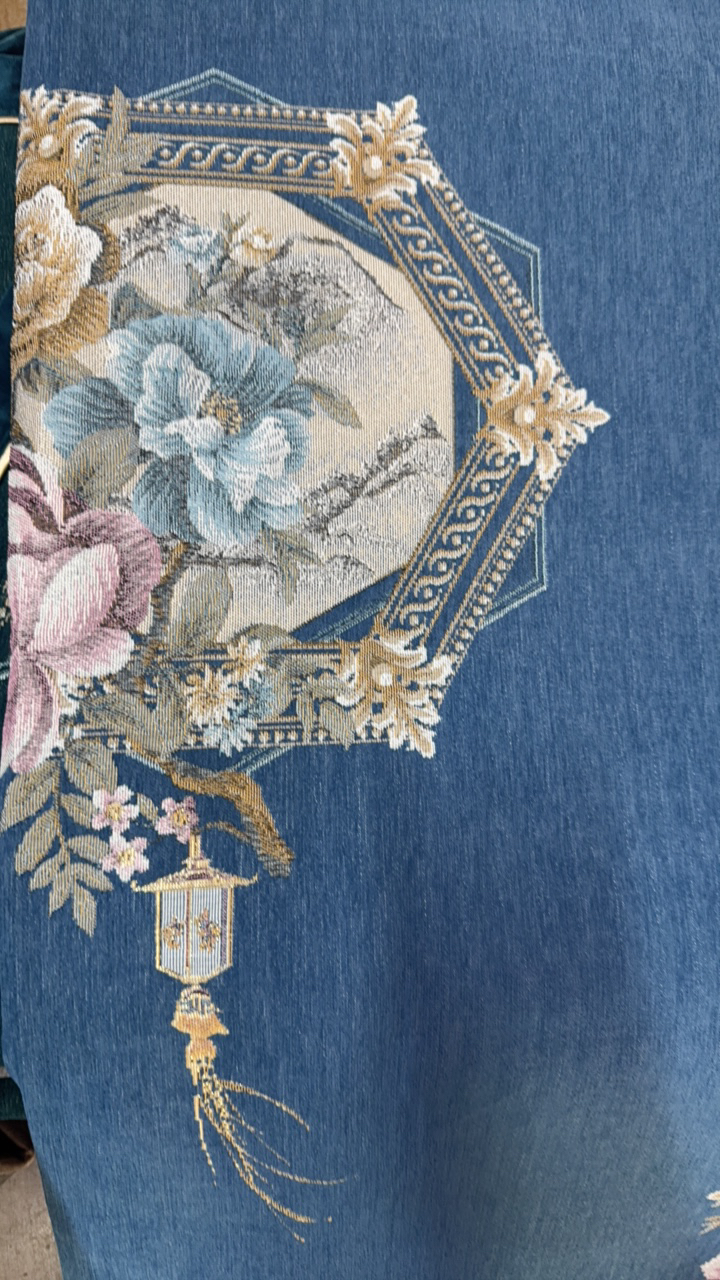 成套沙发垫  中式花  蓝