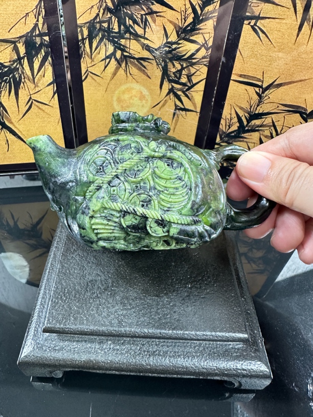 《福袋》容量150cc藏玉手工雕刻茶器